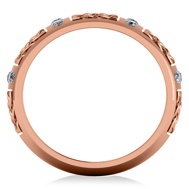 Celtic Diamond Wedding Ring Band 14k Rose Gold (0.24ct)
