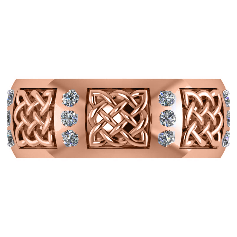 Celtic Diamond Wedding Ring Band 14k Rose Gold (0.24ct)