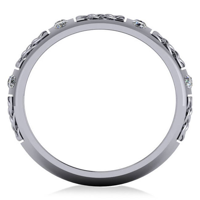 Celtic Diamond Wedding Ring Band 14k White Gold (0.24ct)