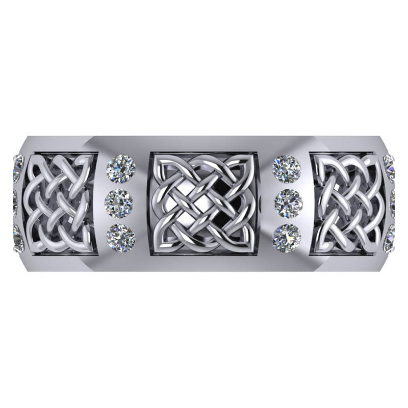 Celtic Diamond Wedding Ring Band 14k White Gold (0.24ct)