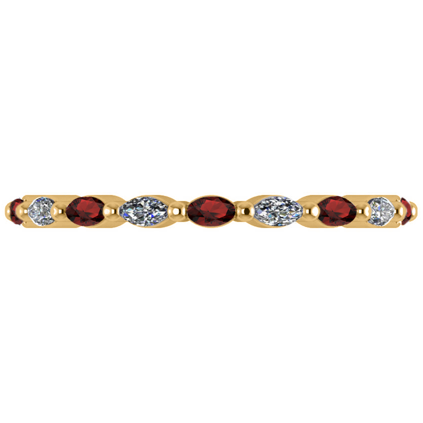 Diamond & Garnet Marquise Wedding Ring Band 14k Yellow Gold (0.74ct)