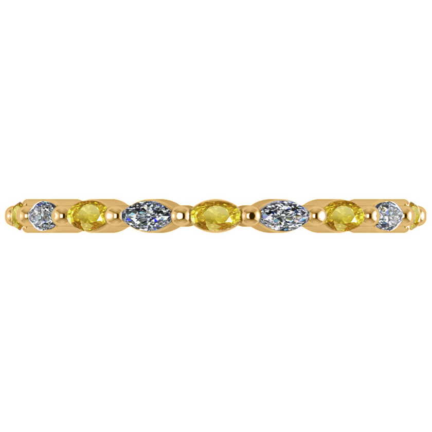 Diamond & Yellow Sapphire Marquise Wedding Ring Band 14k Yellow Gold (0.74ct)