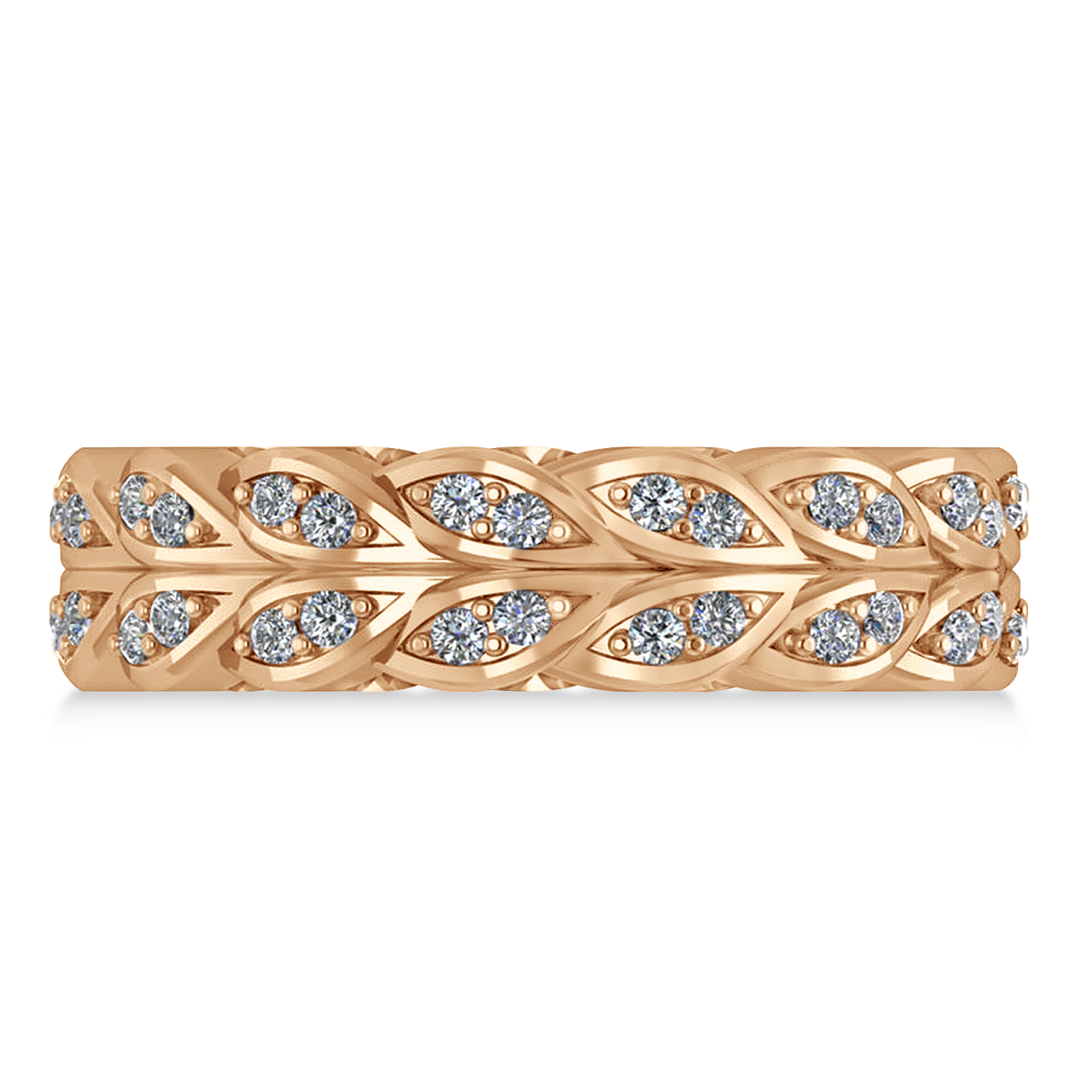 Diamond Leaf Wedding Ring Band 14k Rose Gold (0.60ct)
