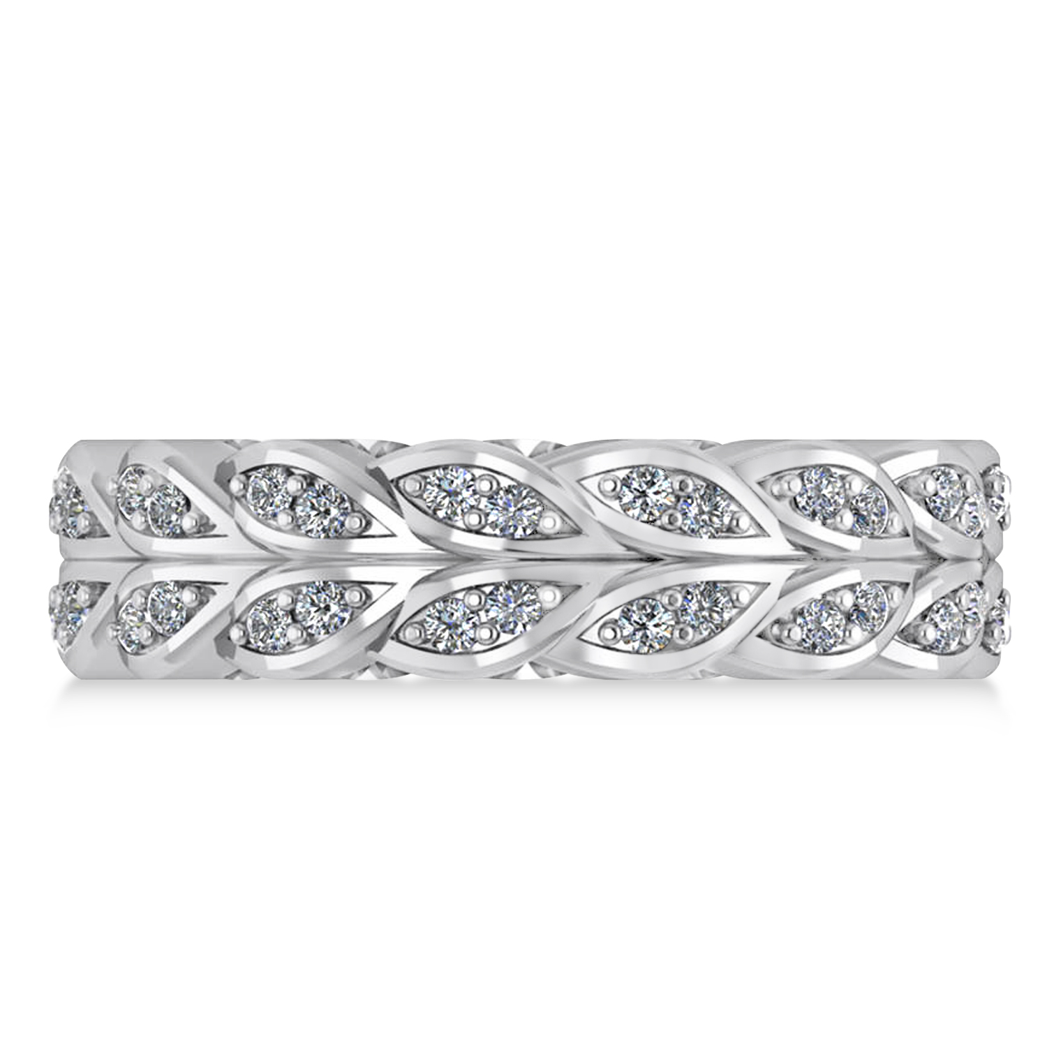 Diamond Leaf Wedding Ring Band 14k White Gold (0.60ct)