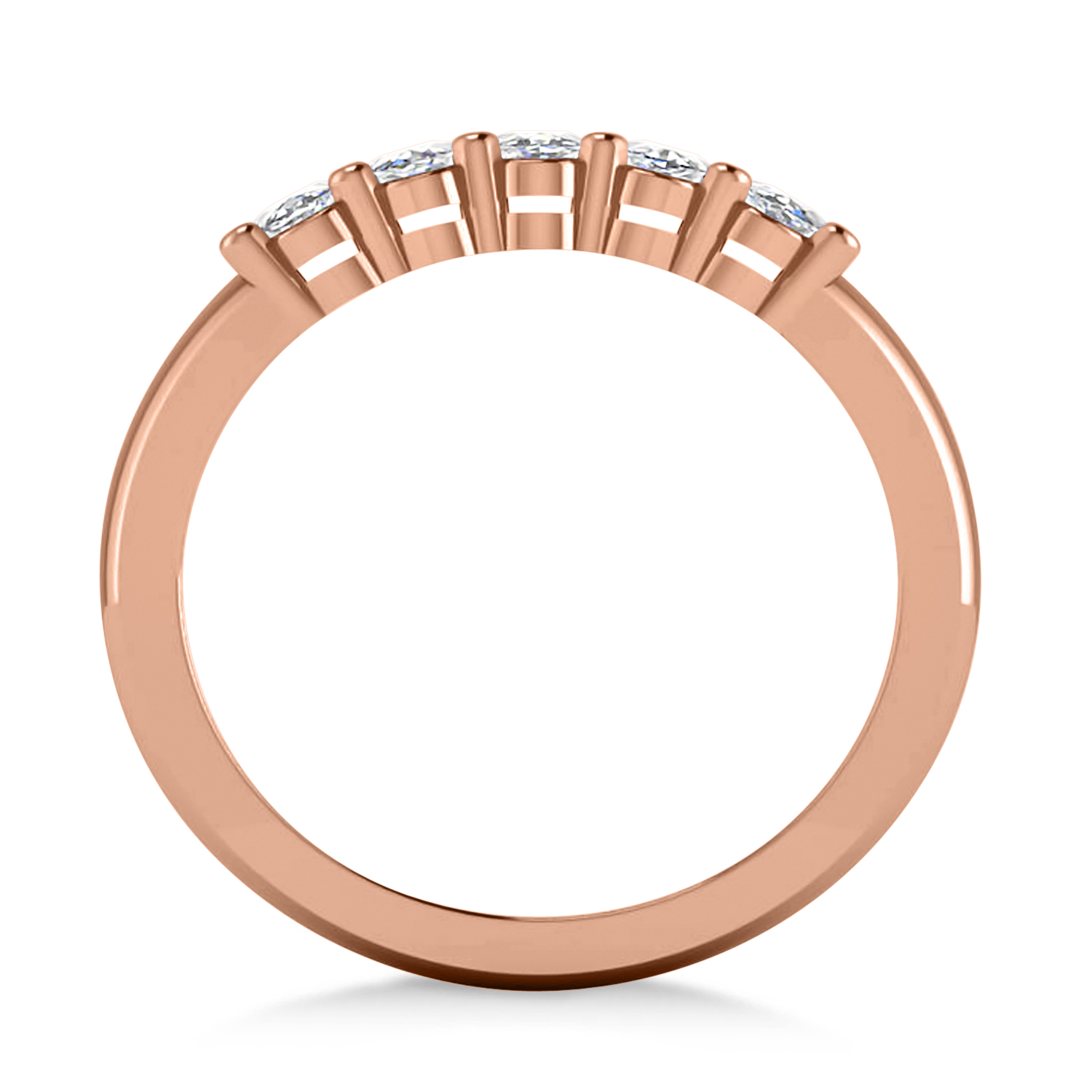 Oval Diamond Five Stone Wedding Band 14k Rose Gold (1.00ct)