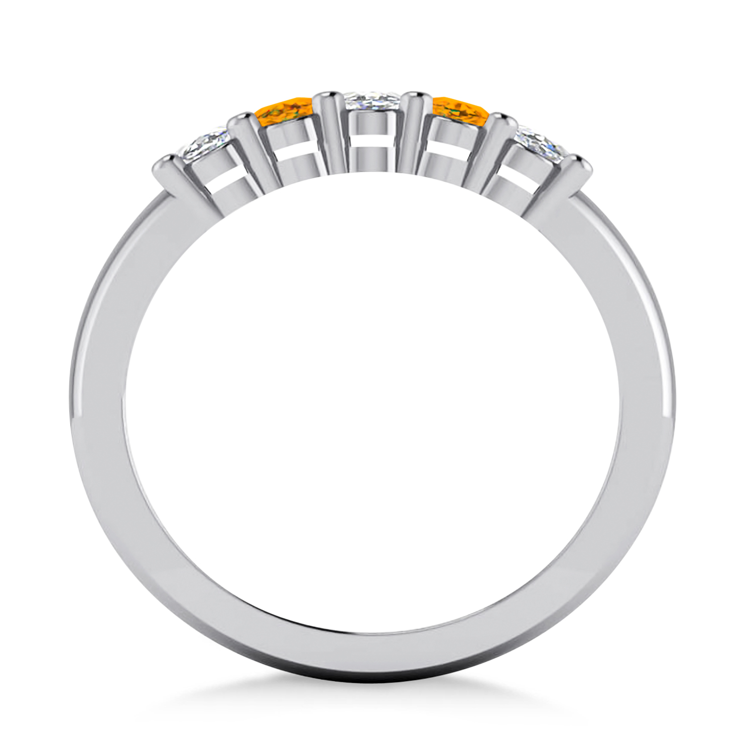 Oval Diamond & Citrine Five Stone Ring 14k White Gold (1.00ct)