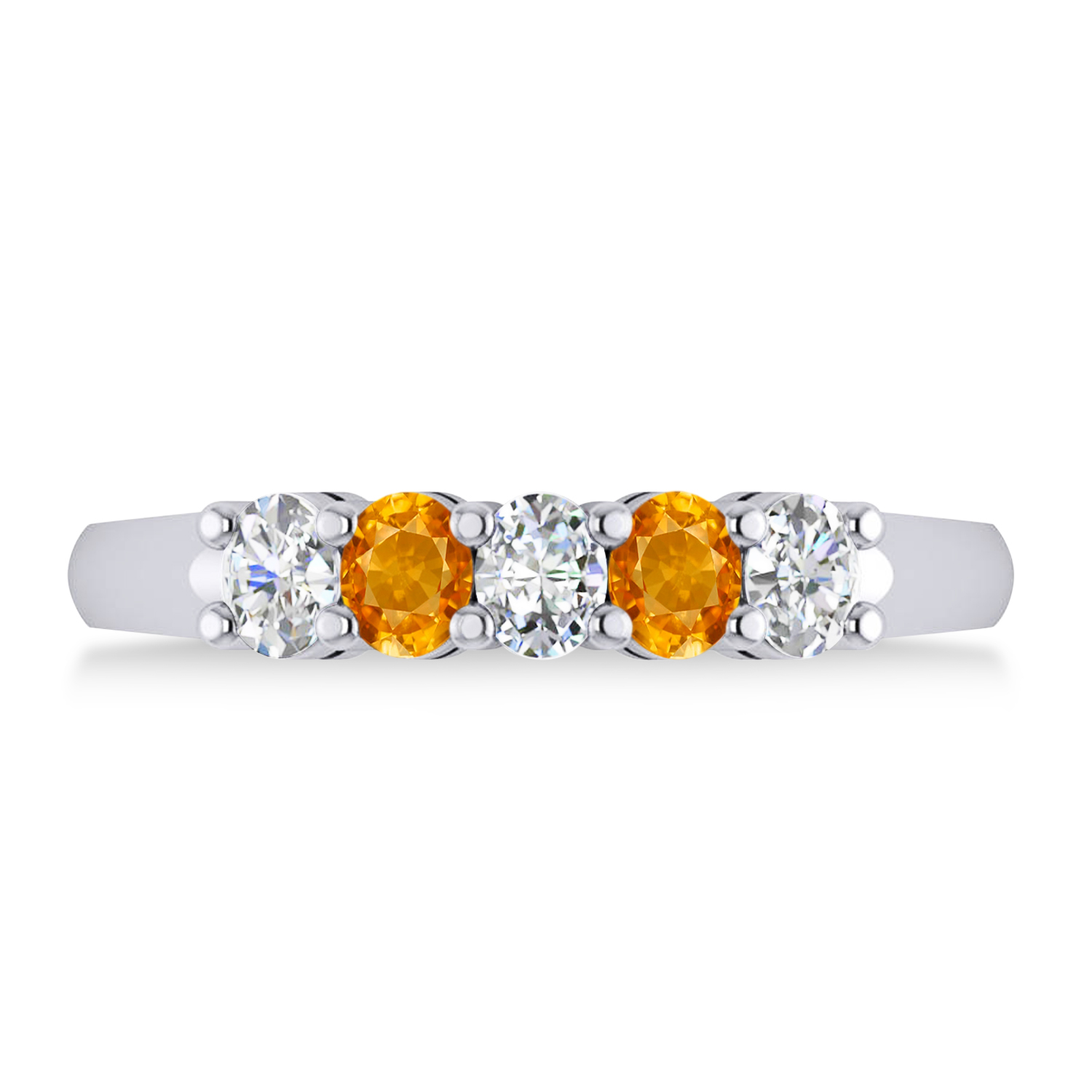 Oval Diamond & Citrine Five Stone Ring 14k White Gold (1.00ct)