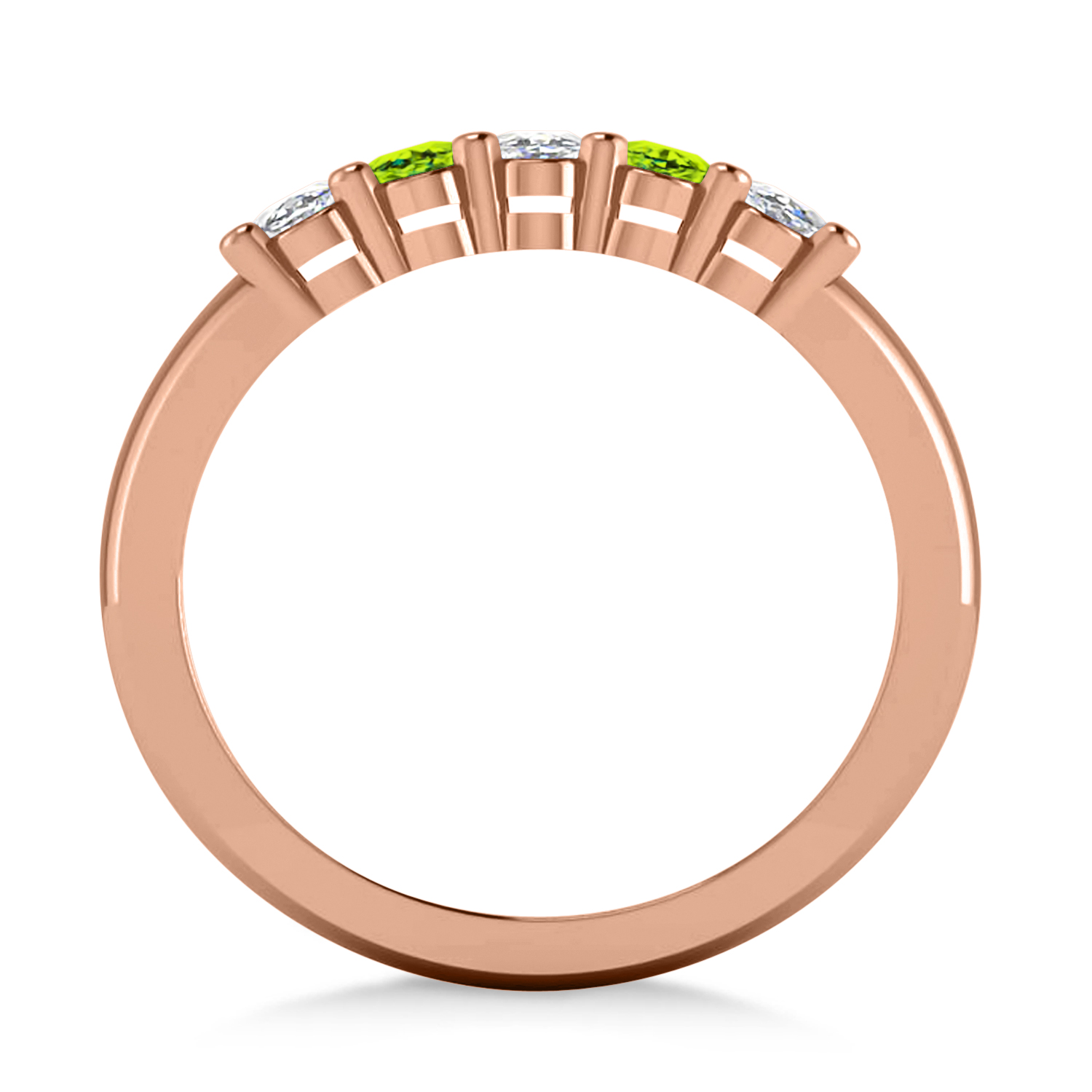 Oval Diamond & Peridot Five Stone Ring 14k Rose Gold (1.00ct)