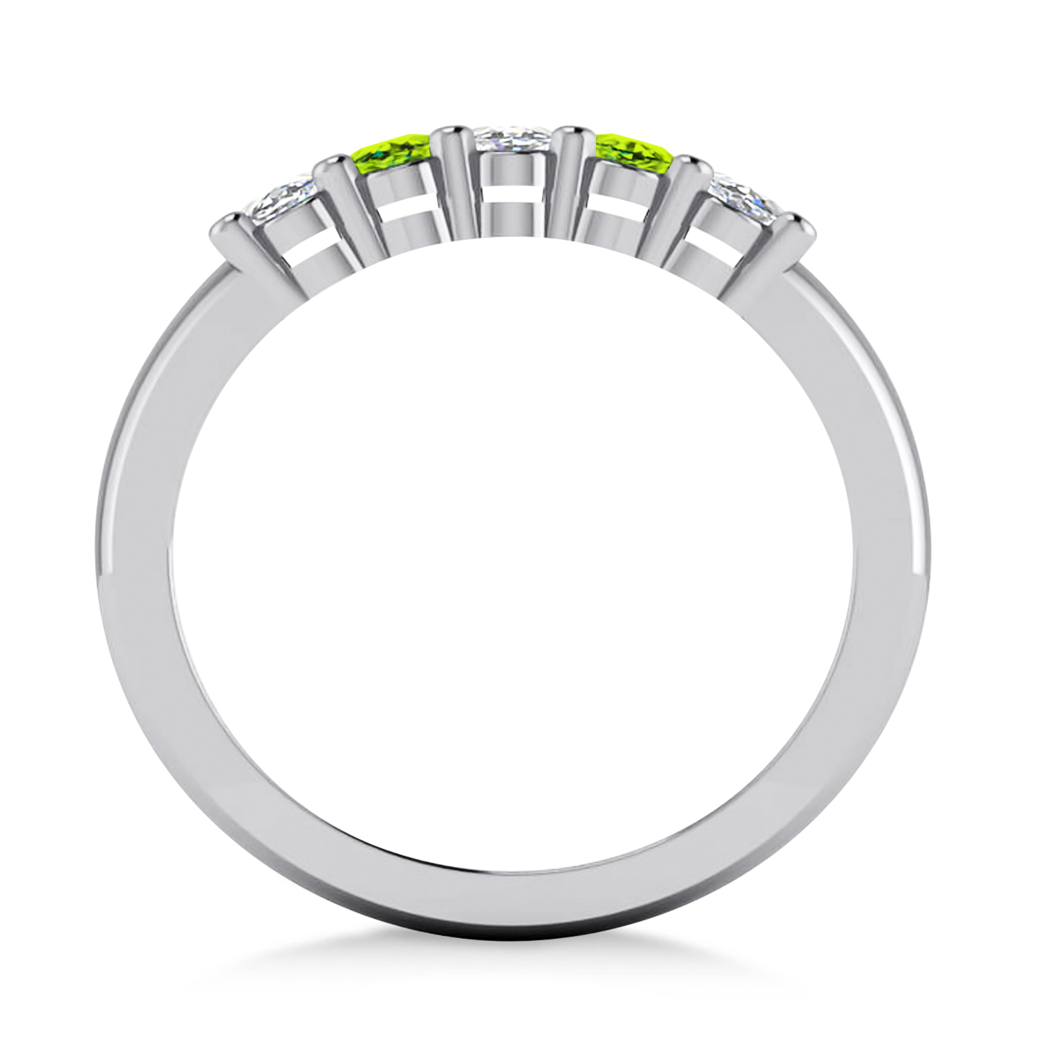 Oval Diamond & Peridot Five Stone Ring 14k White Gold (1.00ct)