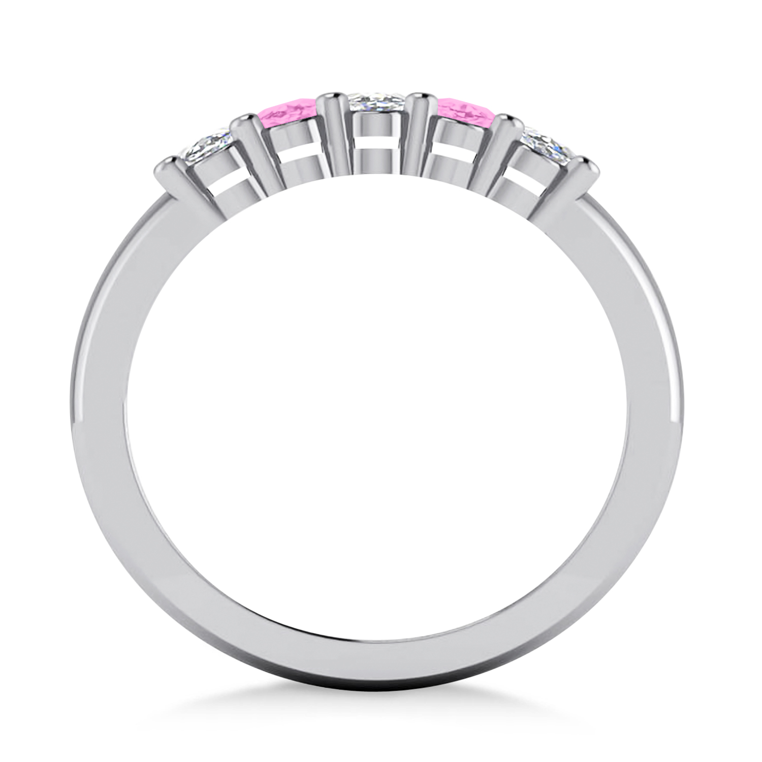 Oval Diamond & Pink Sapphire Five Stone Ring 14k White Gold (1.00ct)