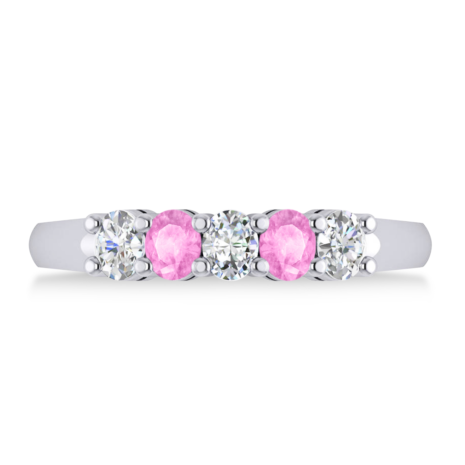 Oval Diamond & Pink Sapphire Five Stone Ring 14k White Gold (1.00ct)