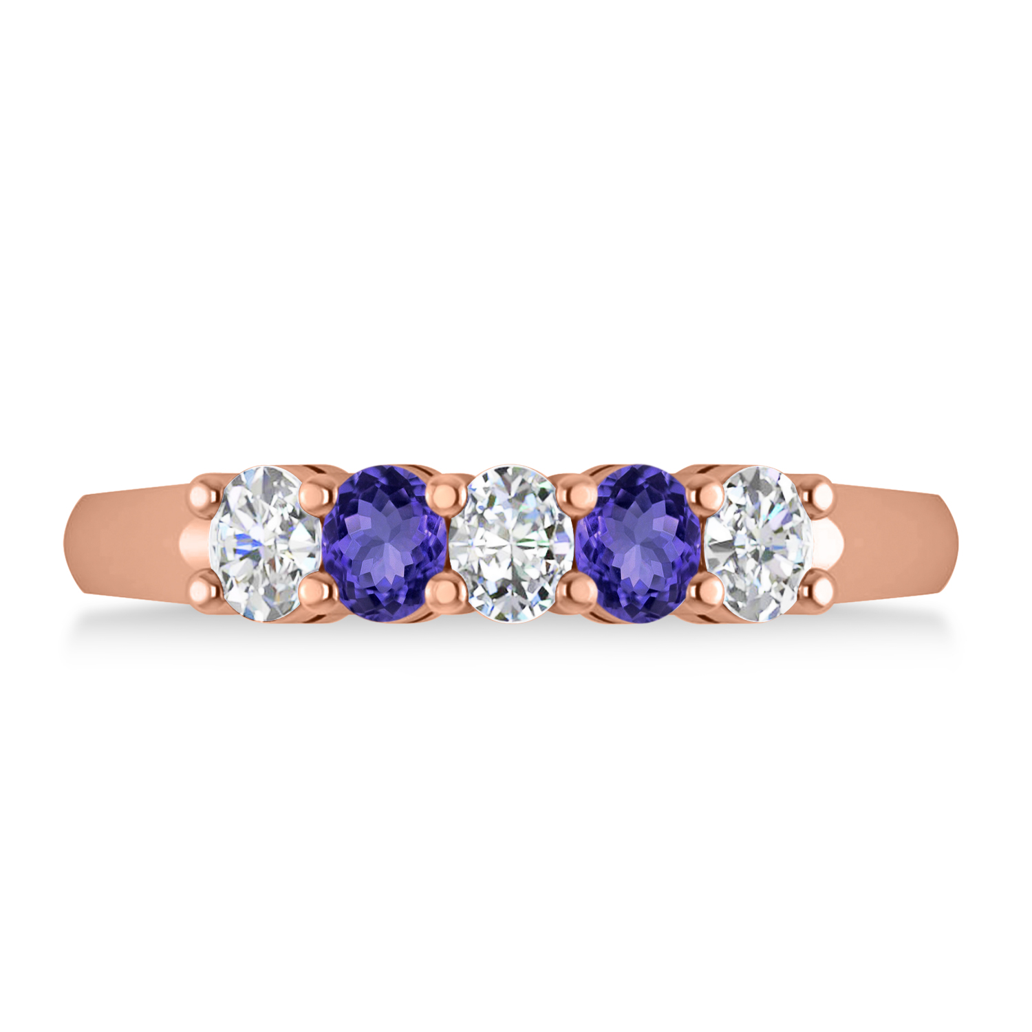 Oval Diamond & Tanzanite Five Stone Ring 14k Rose Gold (1.00ct)