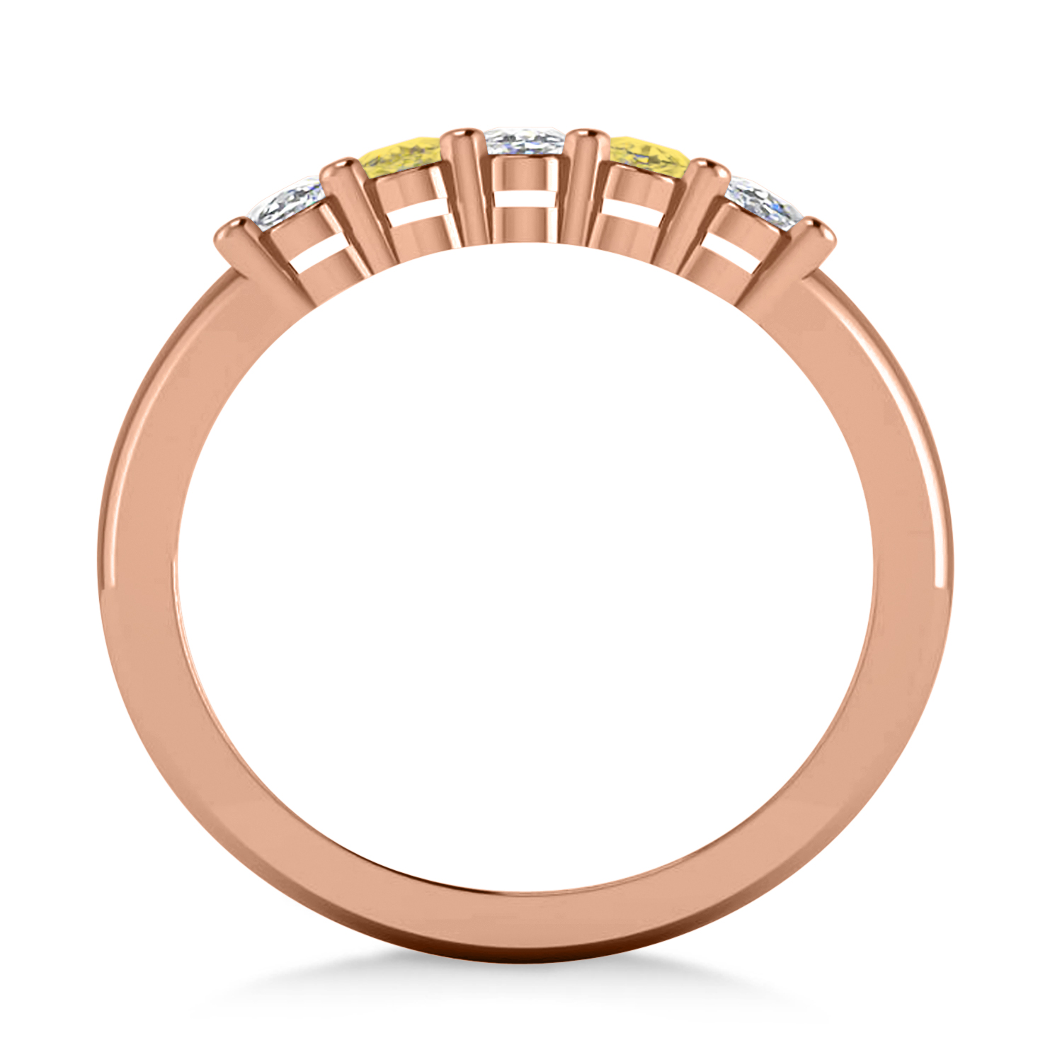 Oval Yellow & White Diamond Five Stone Ring 14k Rose Gold (1.00ct)