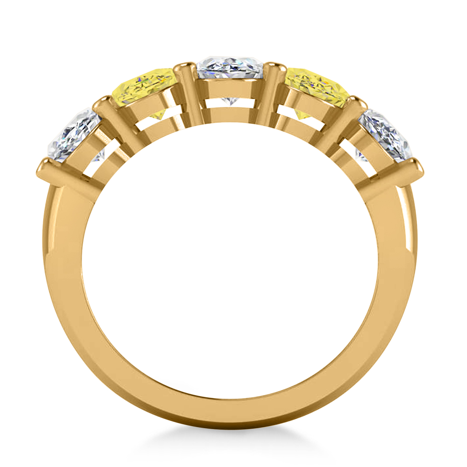 Oval Yellow & White Diamond Five Stone Ring 14k Yellow Gold (5.00ct)
