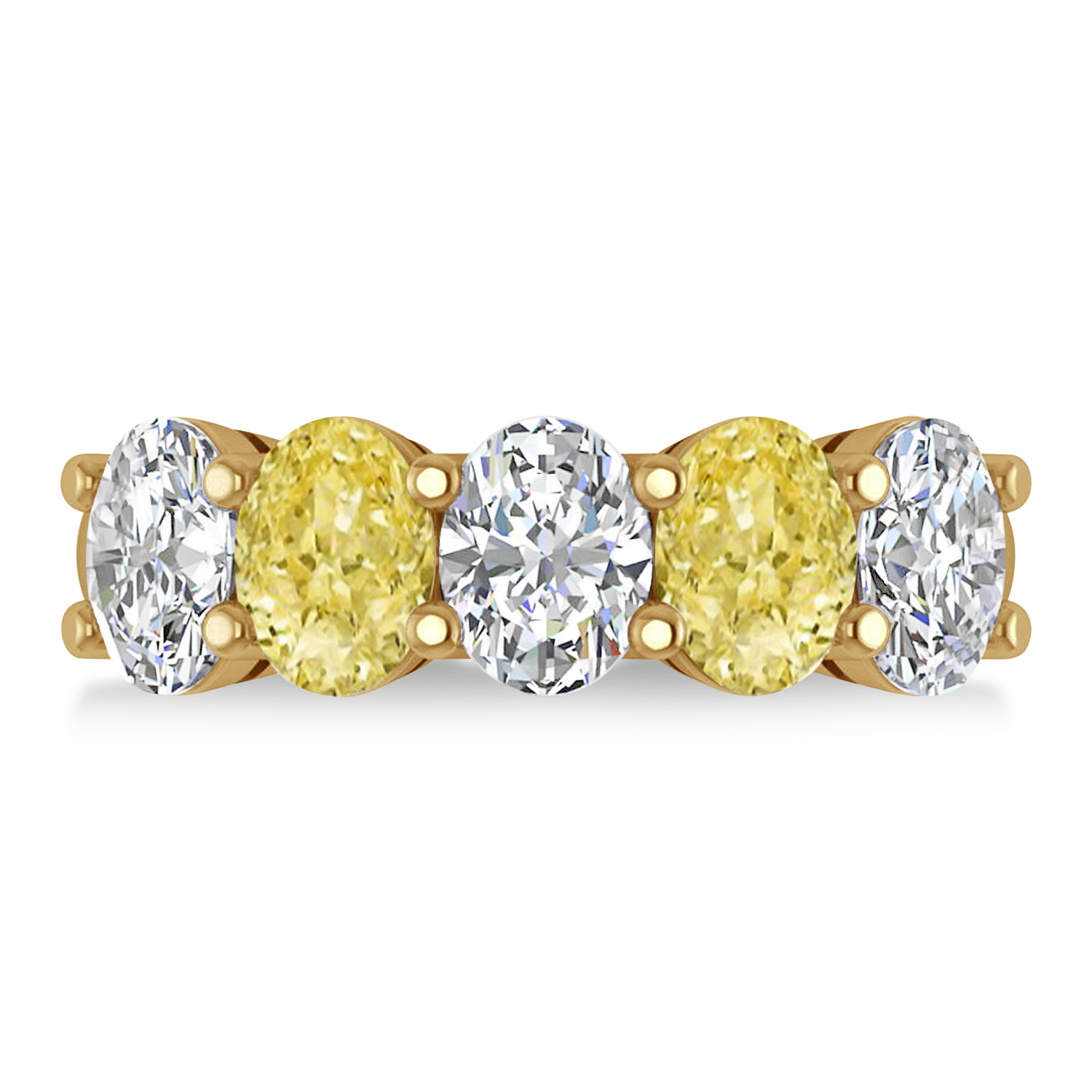 Oval Yellow & White Diamond Five Stone Ring 14k Yellow Gold (5.00ct)