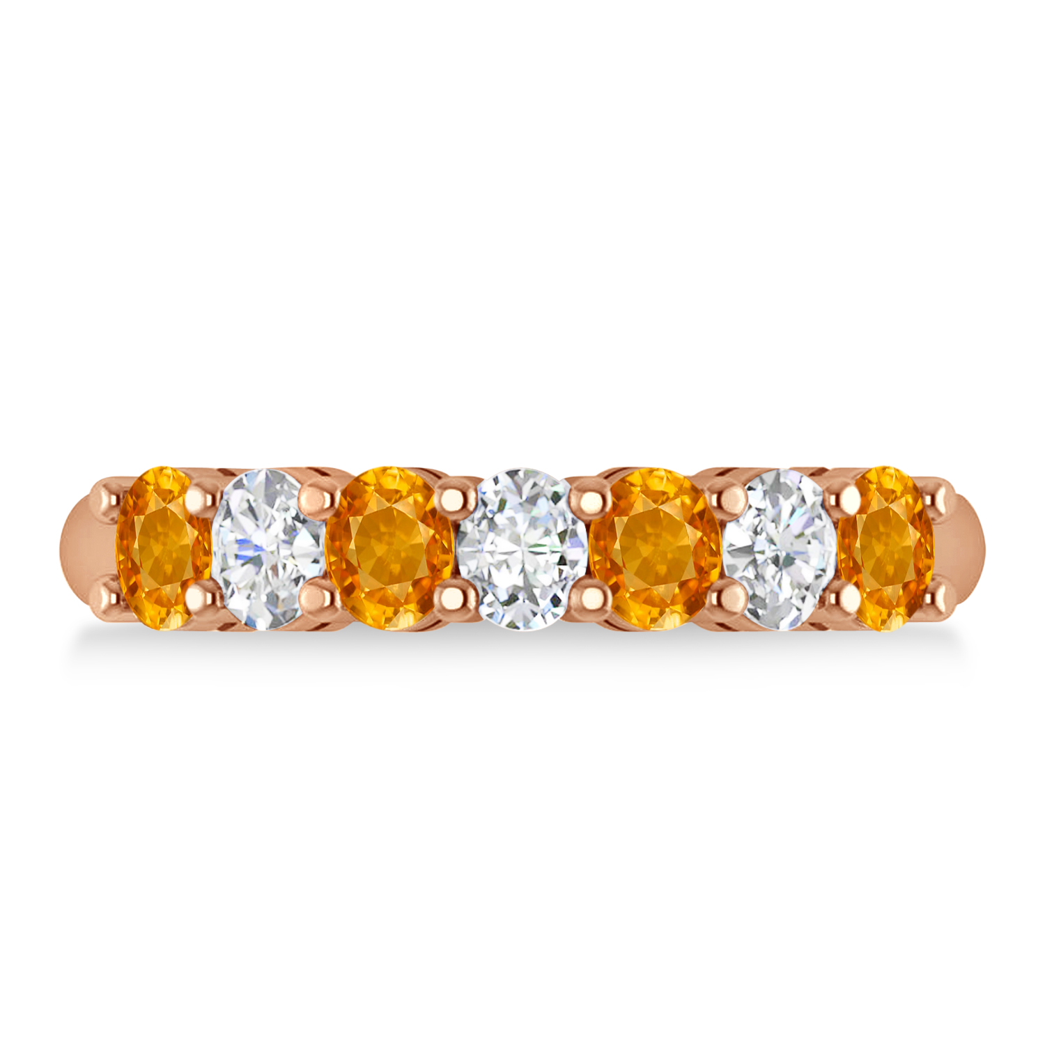 Oval Diamond & Citrine Seven Stone Ring 14k Rose Gold (1.40ct)
