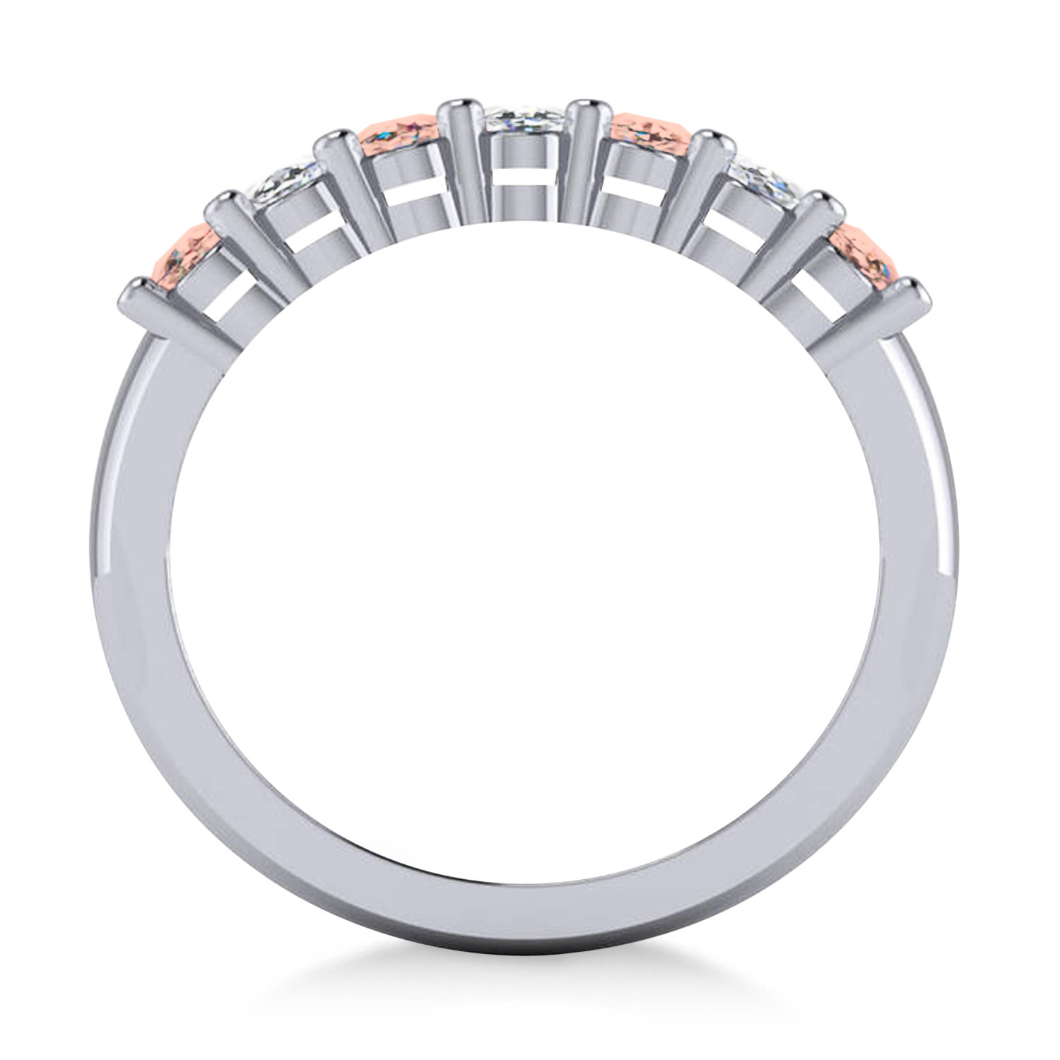 Oval Diamond & Morganite Seven Stone Ring 14k White Gold (1.40ct)