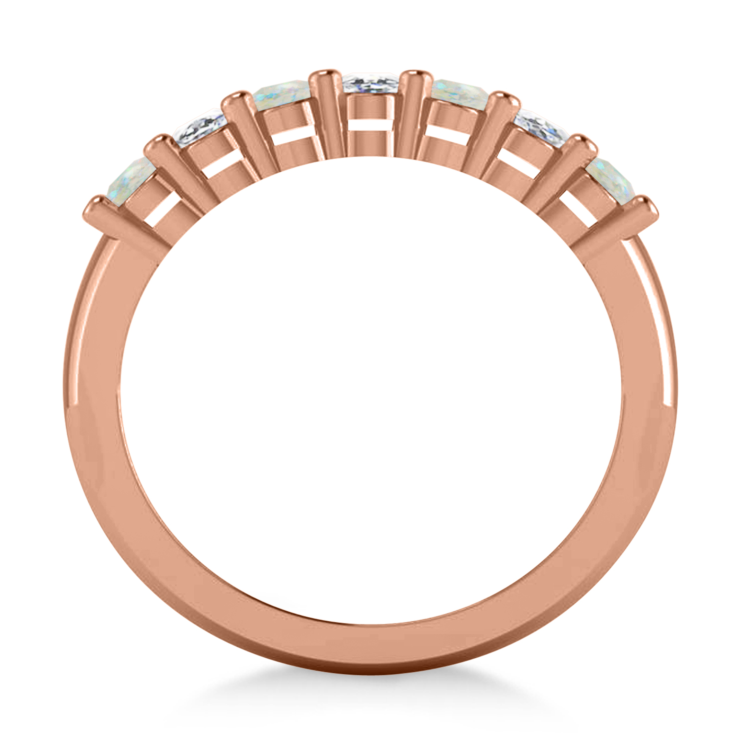 Oval Diamond & Opal Seven Stone Ring 14k Rose Gold (1.40ct)
