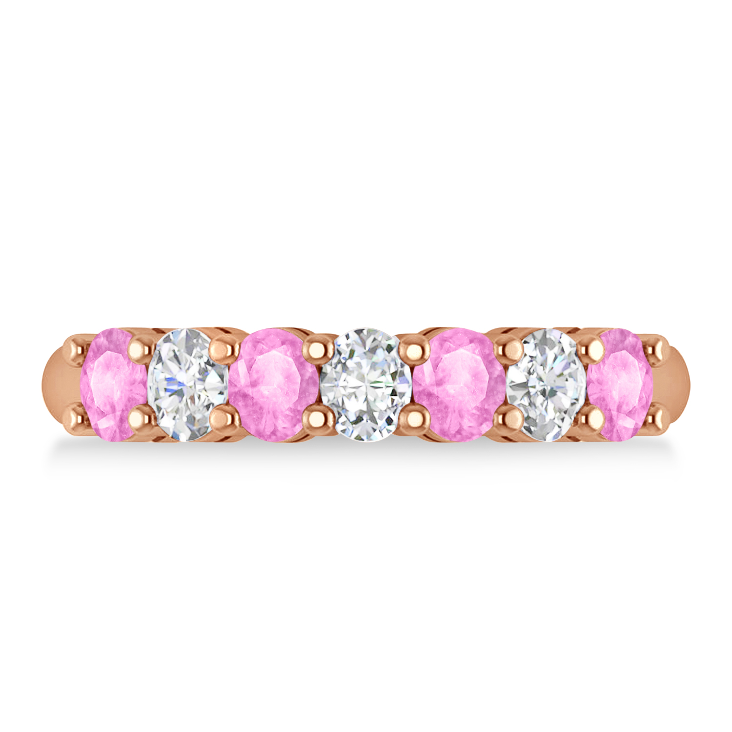 Oval Diamond & Pink Sapphire Seven Stone Ring 14k Rose Gold (1.40ct)