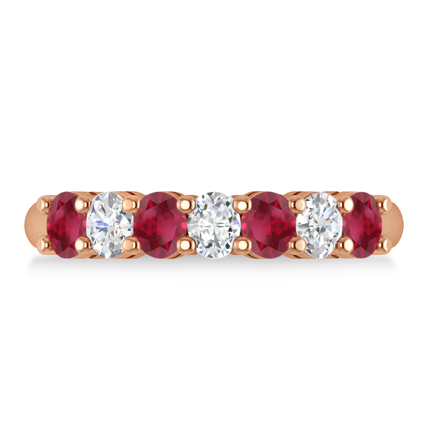 Oval Diamond & Ruby Seven Stone Ring 14k Rose Gold (1.40ct)