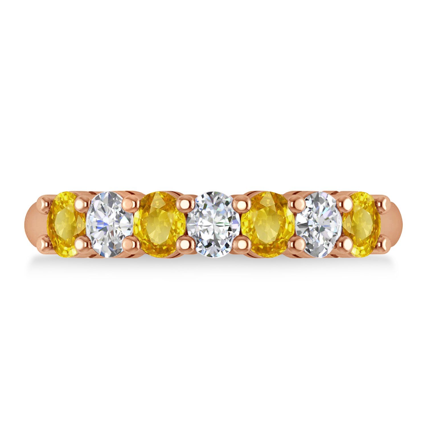 Oval Diamond & Yellow Sapphire Seven Stone Ring 14k Rose Gold (1.40ct)