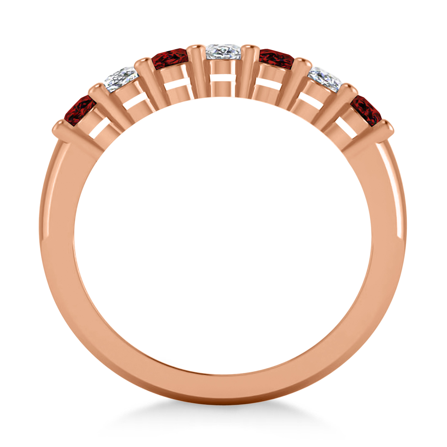 Oval Diamond & Garnet Seven Stone Ring 14k Rose Gold (1.75ct)