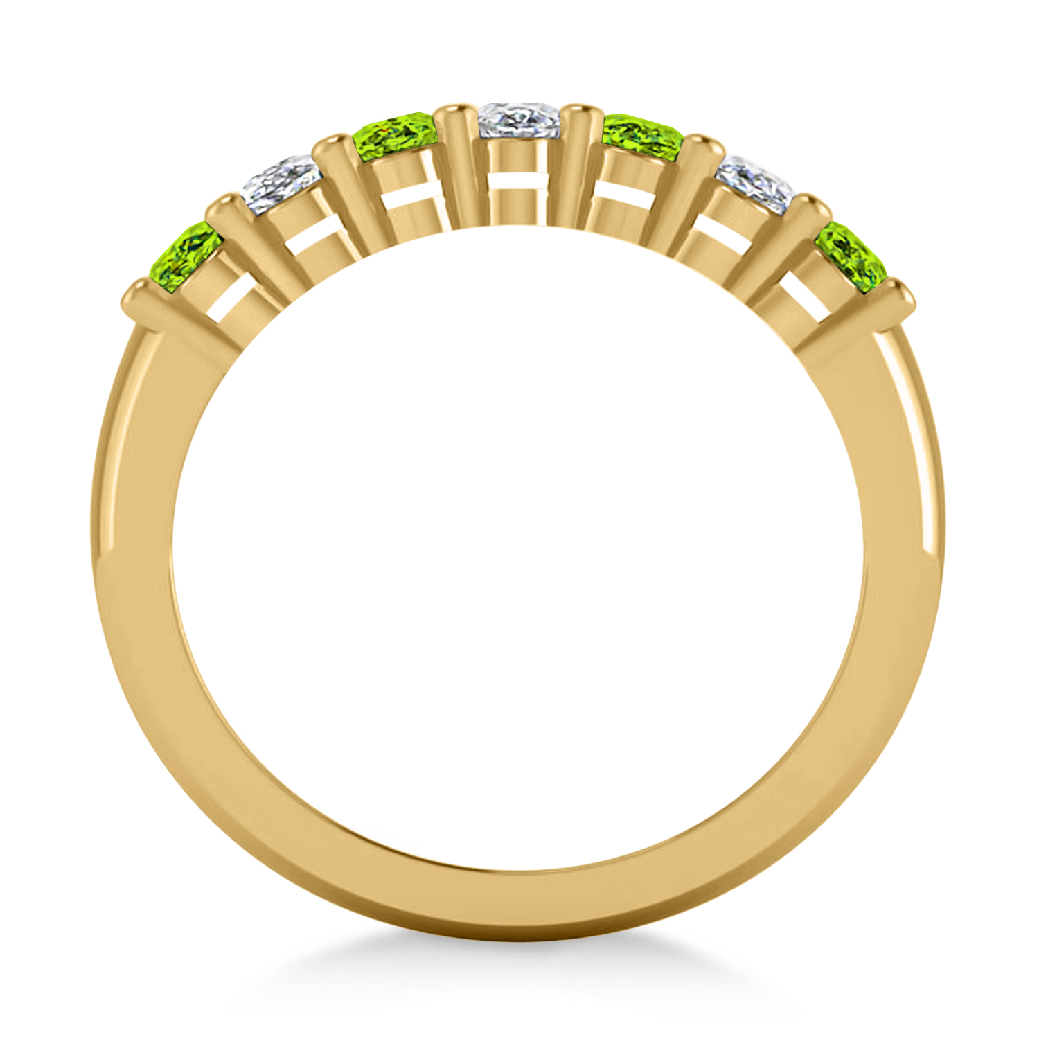 Oval Diamond & Peridot Seven Stone Ring 14k Yellow Gold (1.87ct)