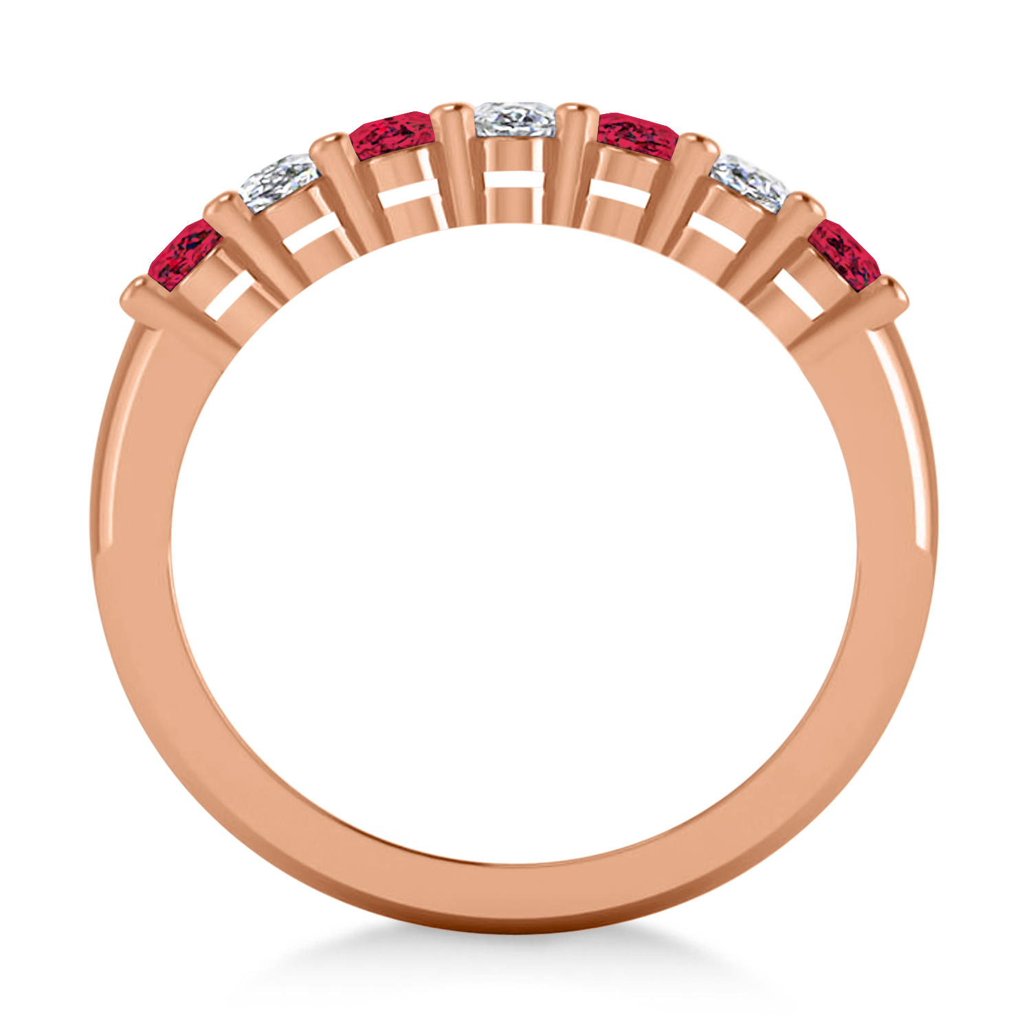 Oval Diamond & Ruby Seven Stone Ring 14k Rose Gold (2.15ct)