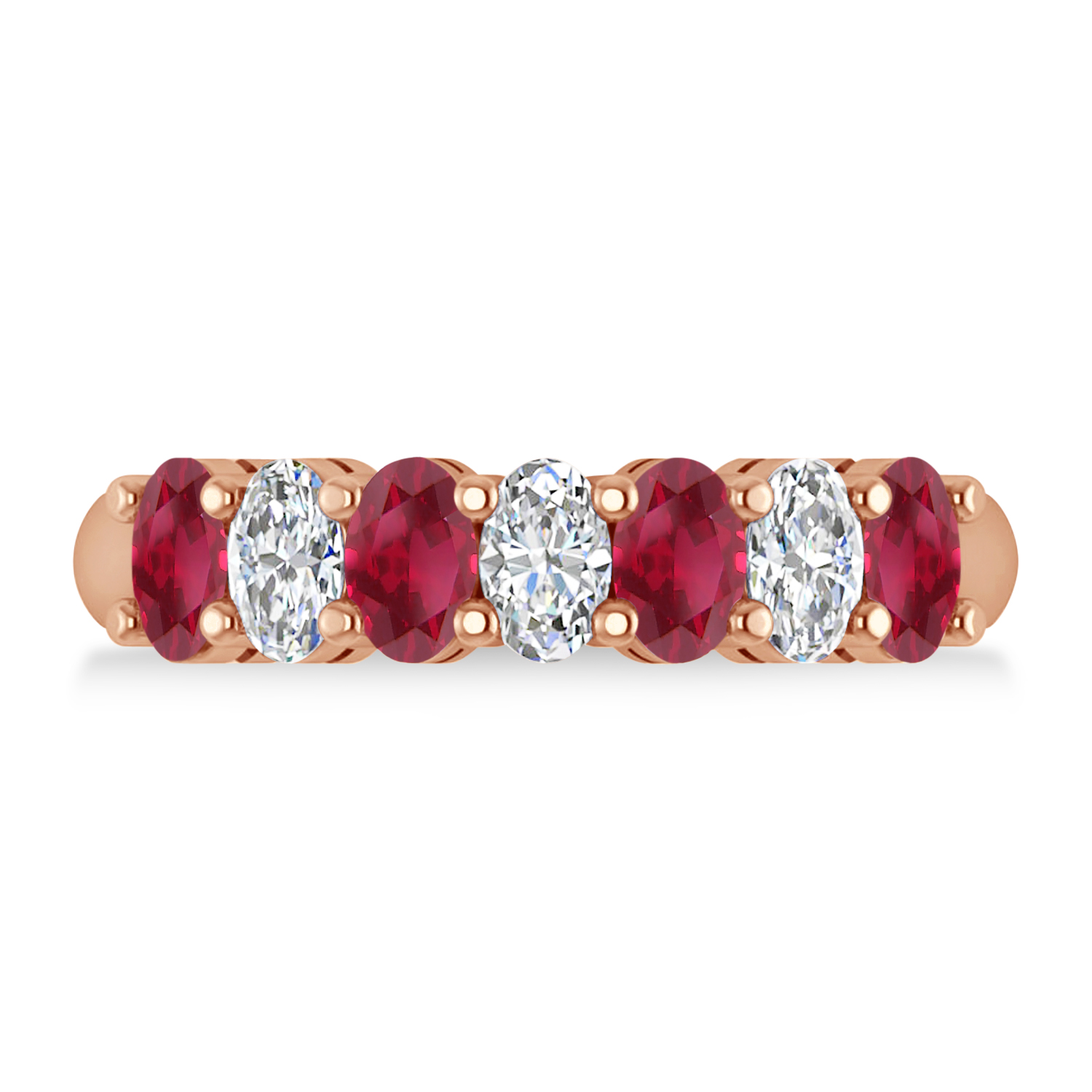 Oval Diamond & Ruby Seven Stone Ring 14k Rose Gold (2.15ct)