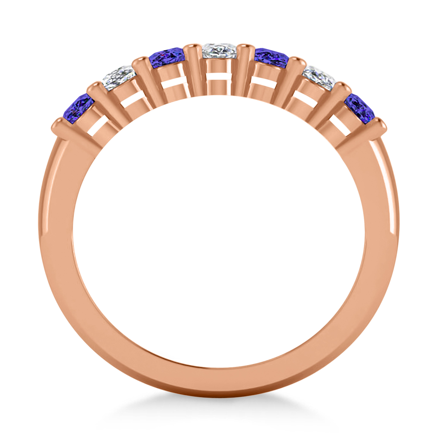 Oval Diamond & Tanzanite Seven Stone Ring 14k Rose Gold (2.15ct)
