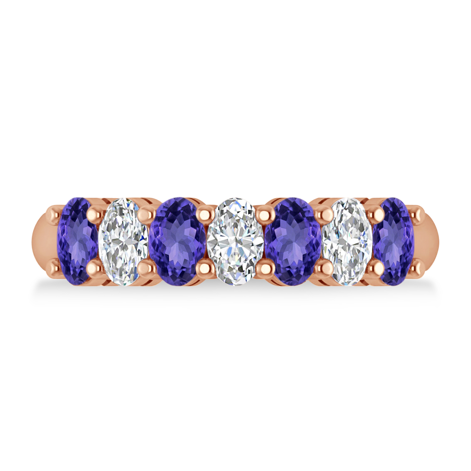 Oval Diamond & Tanzanite Seven Stone Ring 14k Rose Gold (2.15ct)