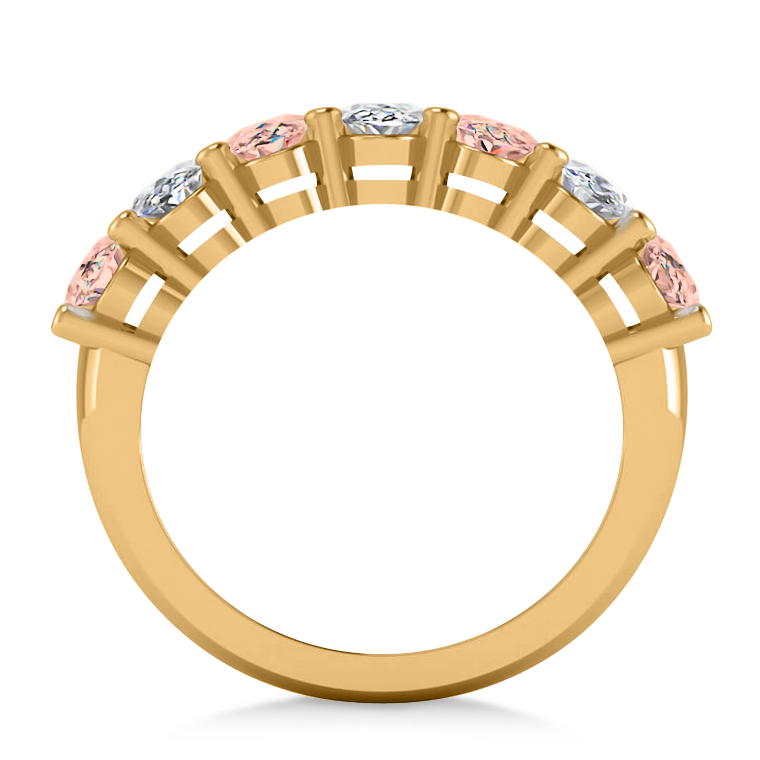 Oval Diamond & Morganite Seven Stone Ring 14k Yellow Gold (3.10ct)