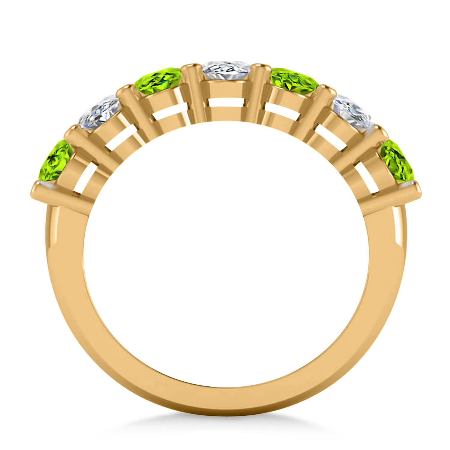 Oval Diamond & Peridot Seven Stone Ring 14k Yellow Gold (3.50ct)