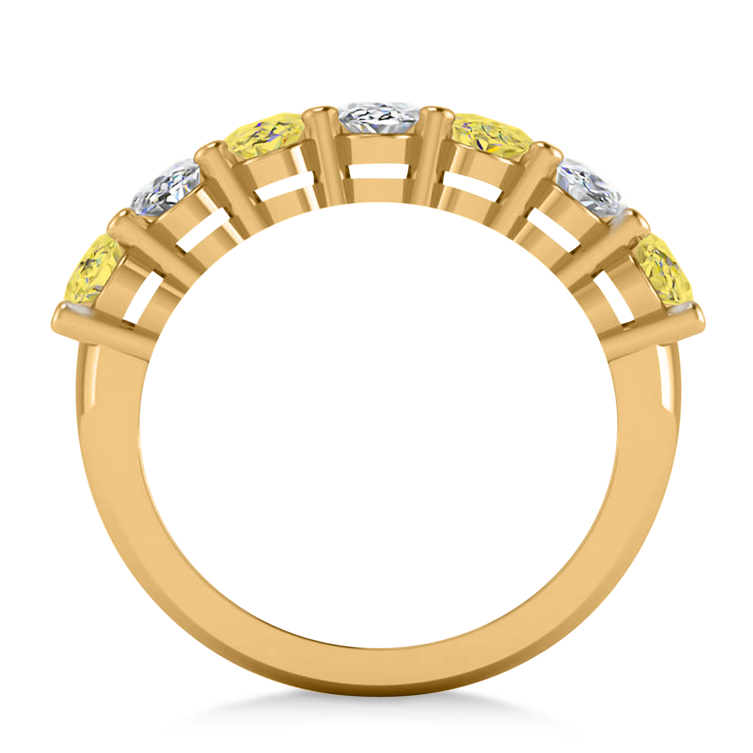 Oval Yellow & White Diamond Seven Stone Ring 14k Yellow Gold (3.50ct)