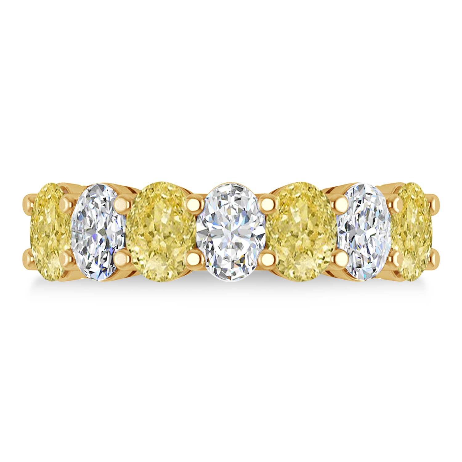 Oval Yellow & White Diamond Seven Stone Ring 14k Yellow Gold (3.50ct)