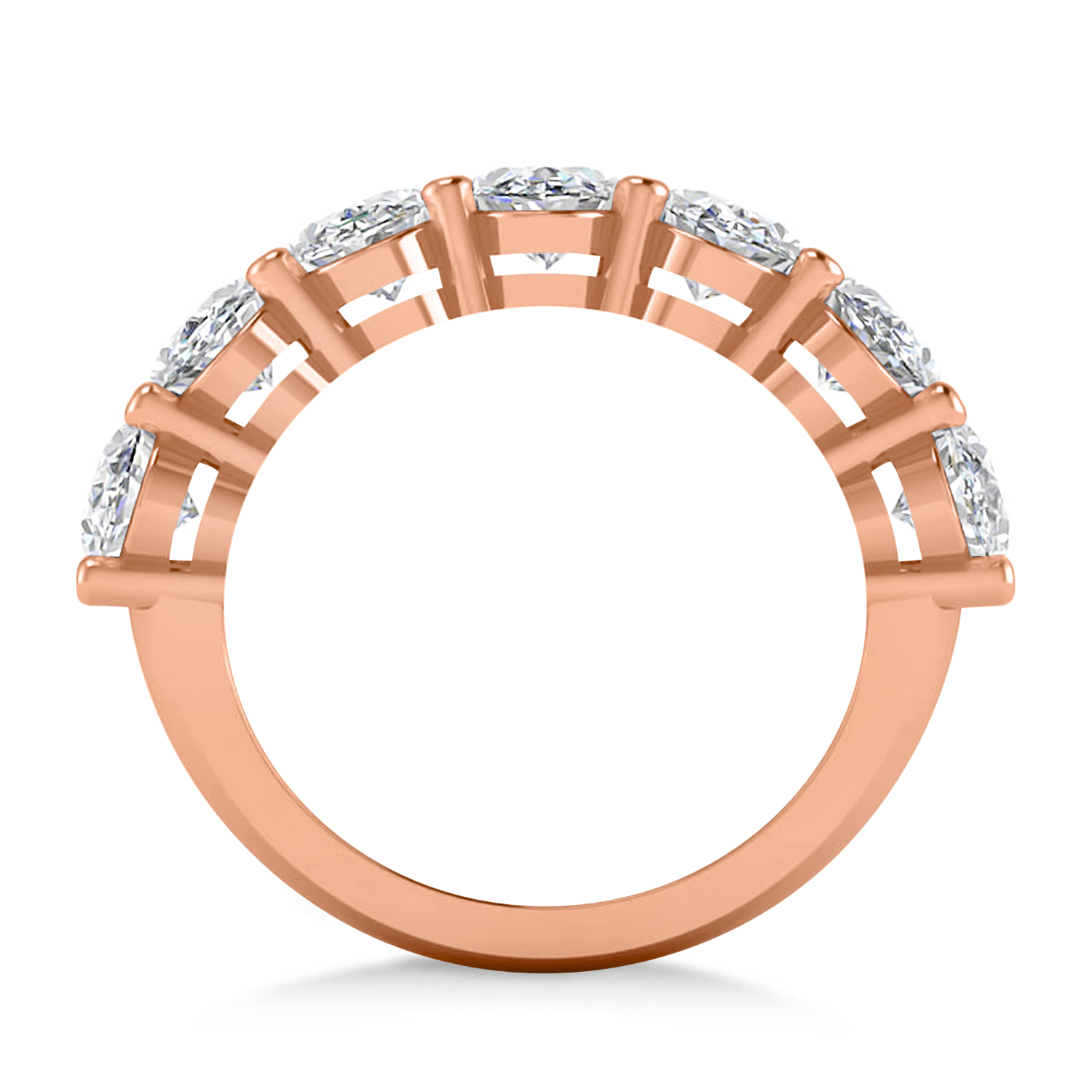 Oval Diamond Seven Stone Wedding Band 14k Rose Gold (7.00ct)