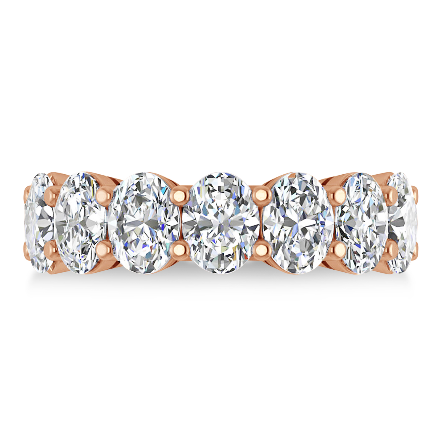 Oval Diamond Seven Stone Wedding Band 14k Rose Gold (7.00ct)