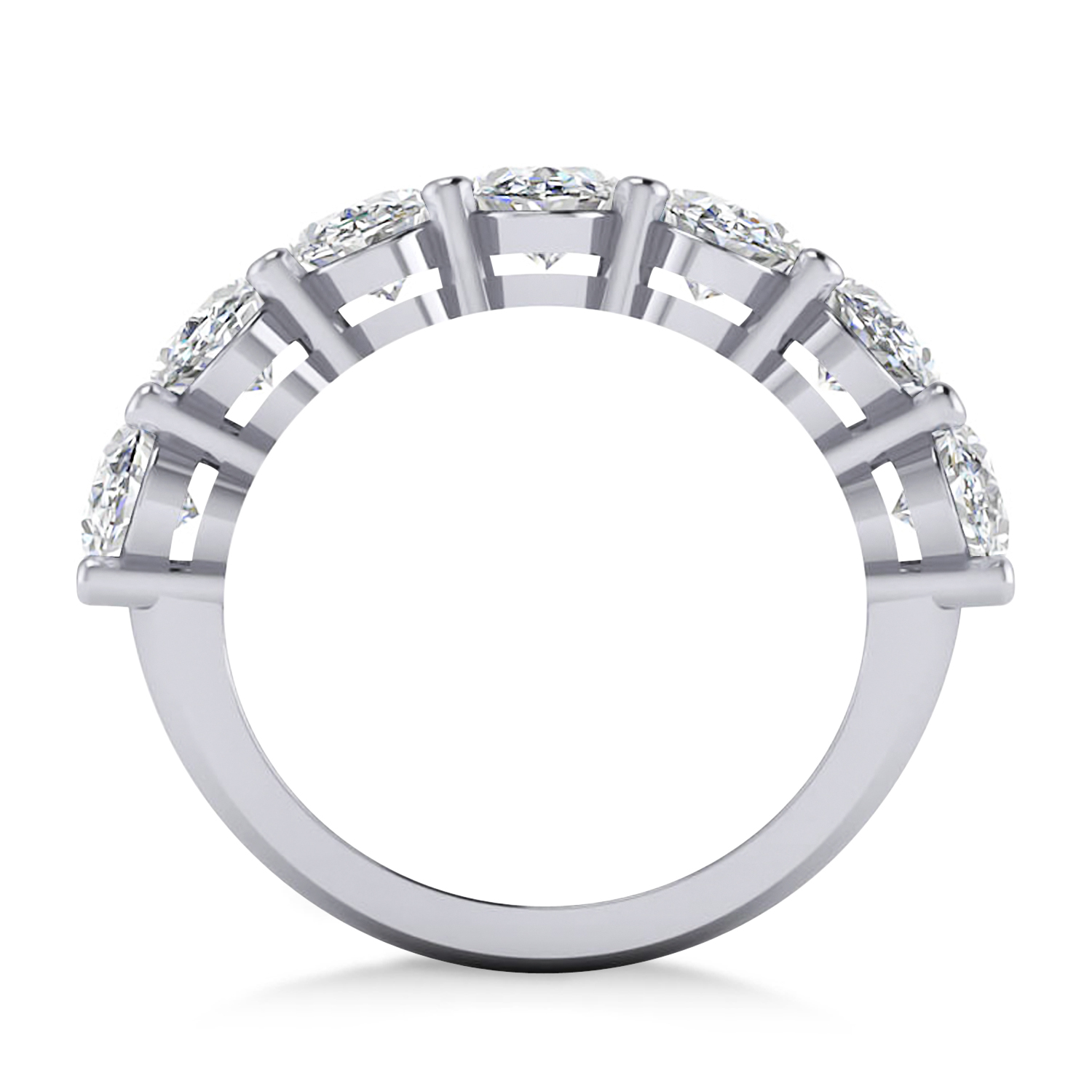 Oval Diamond Seven Stone Wedding Band 14k White Gold (7.00ct)