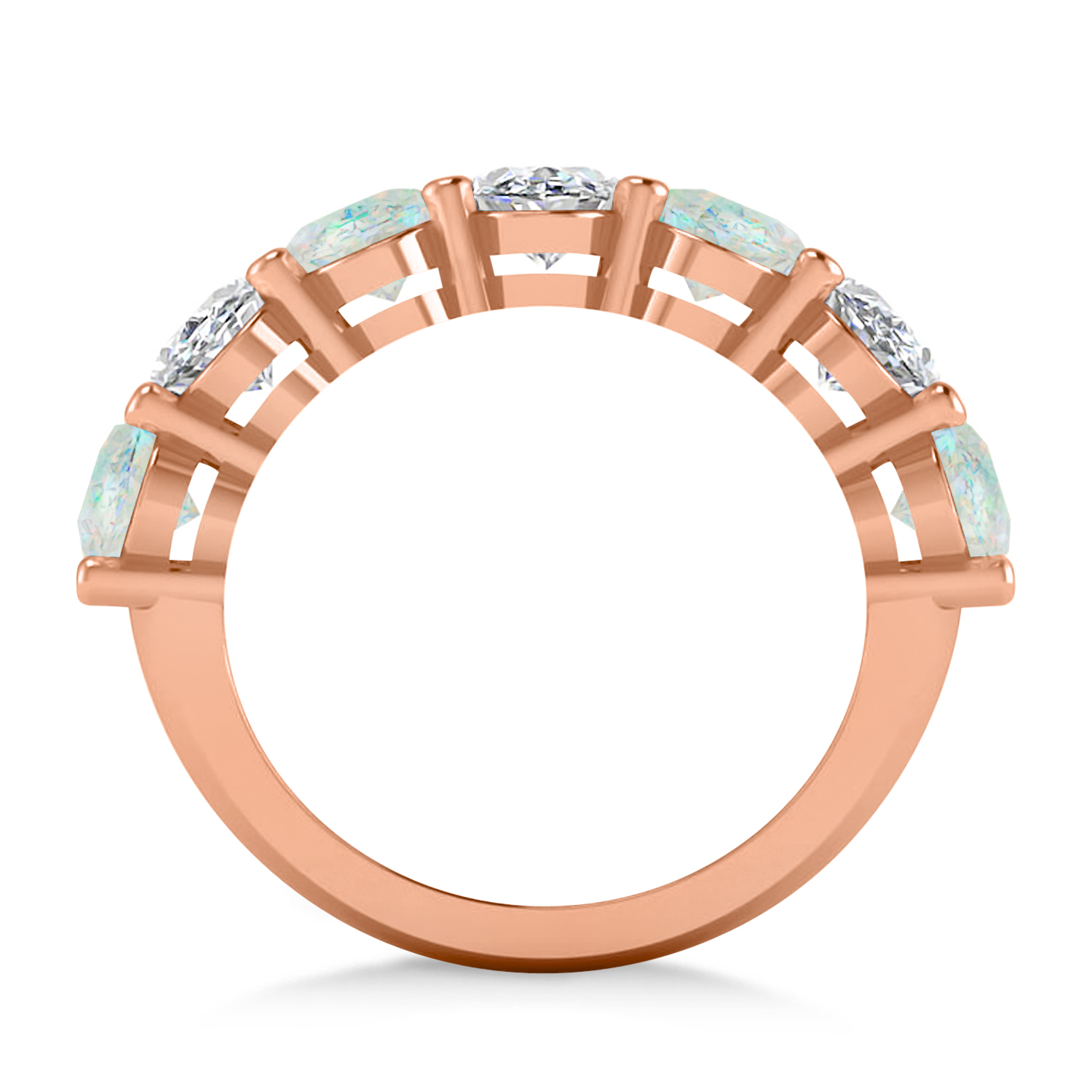 Oval Diamond & Opal Seven Stone Ring 14k Rose Gold (4.88ct)