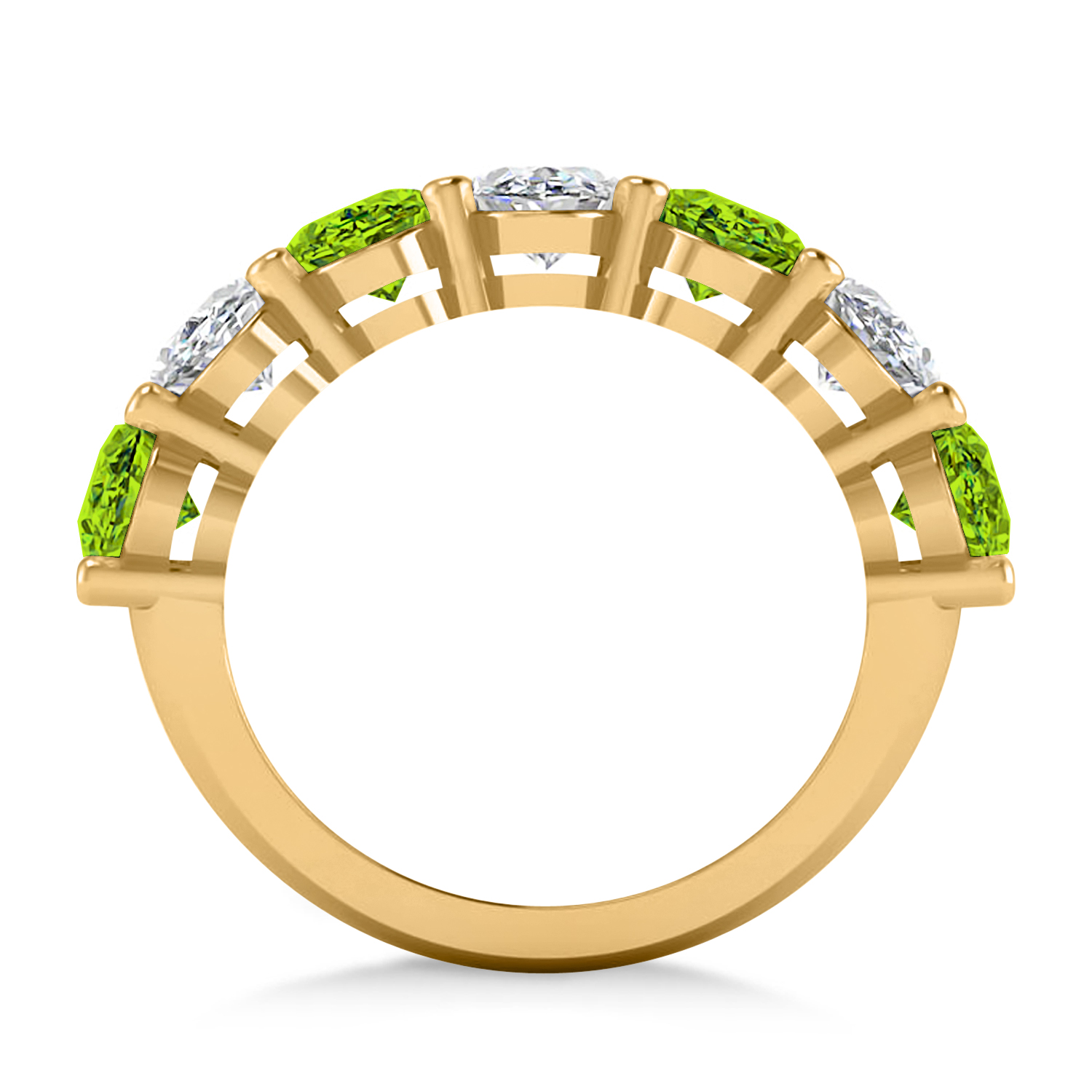 Oval Diamond & Peridot Seven Stone Ring 14k Yellow Gold (6.80ct)