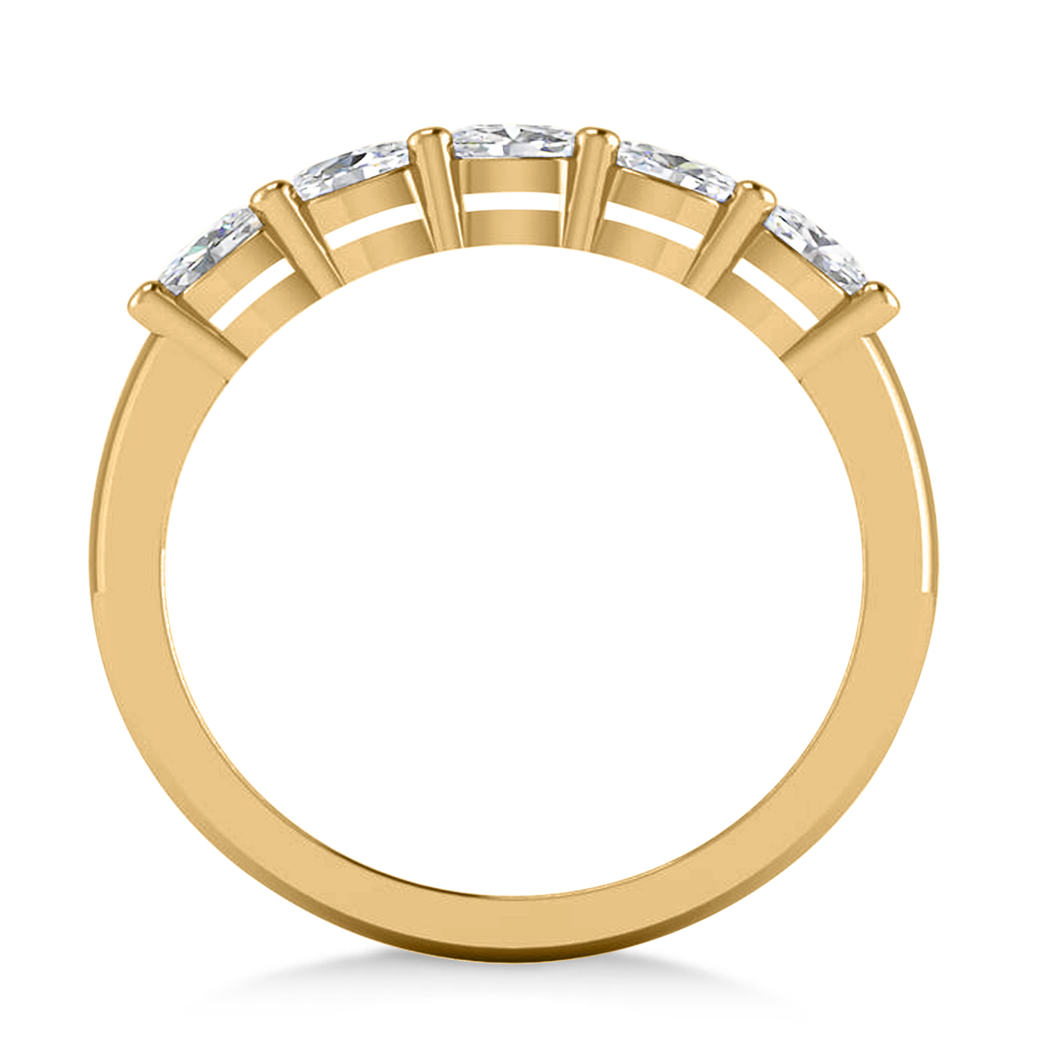 Oval Diamond Five Stone Wedding Band 14k Yellow Gold (1.00ct)