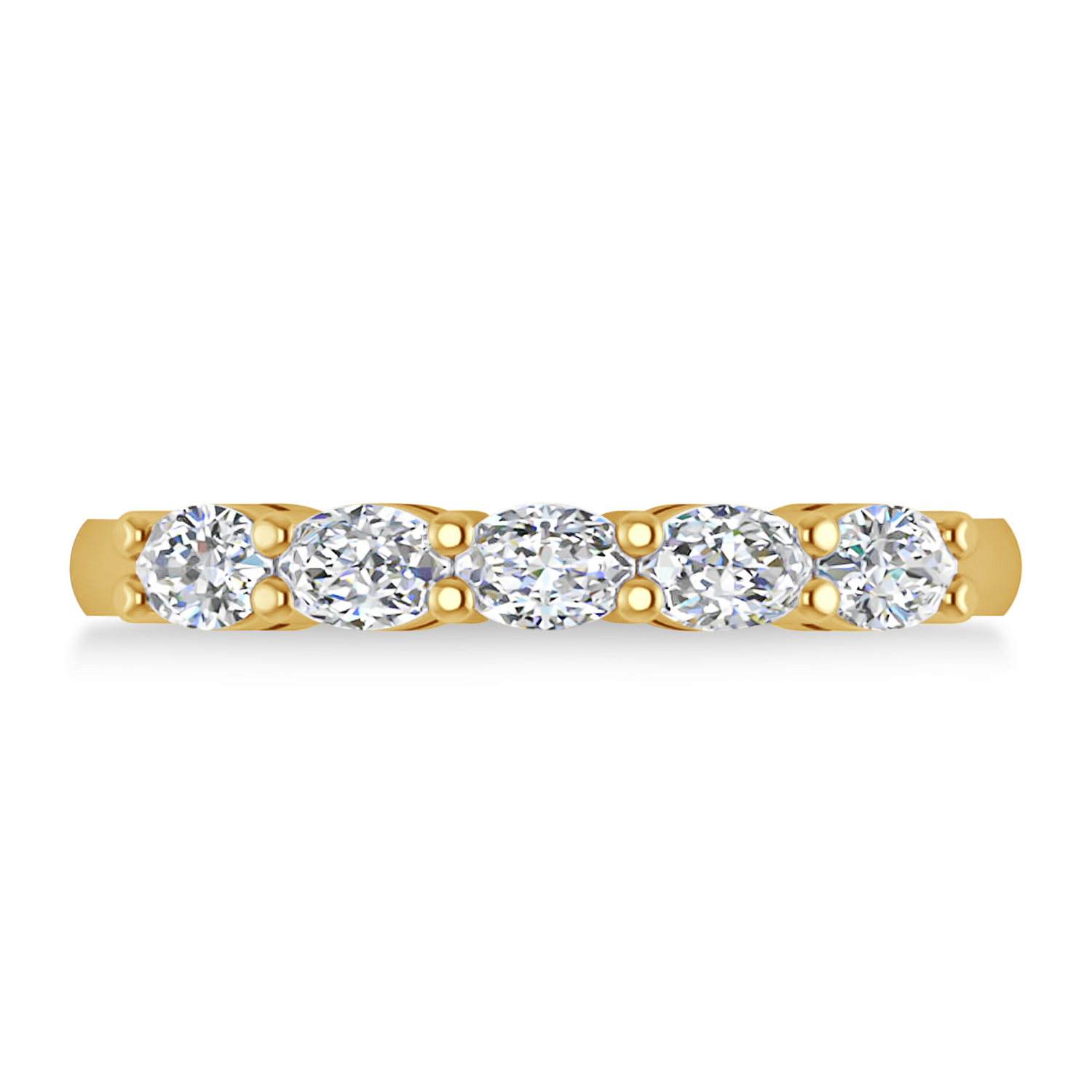 Oval Diamond Five Stone Wedding Band 14k Yellow Gold (1.00ct)
