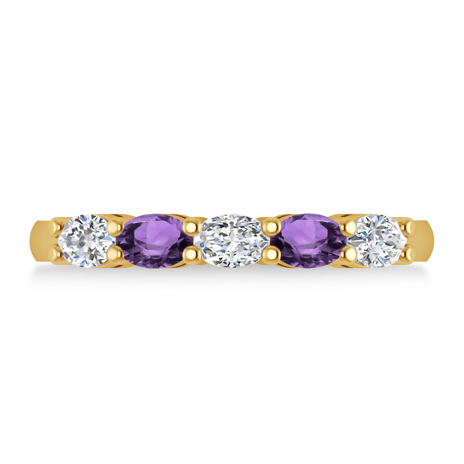 Oval Diamond & Amethyst Five Stone Ring 14k Yellow Gold (1.00ct)