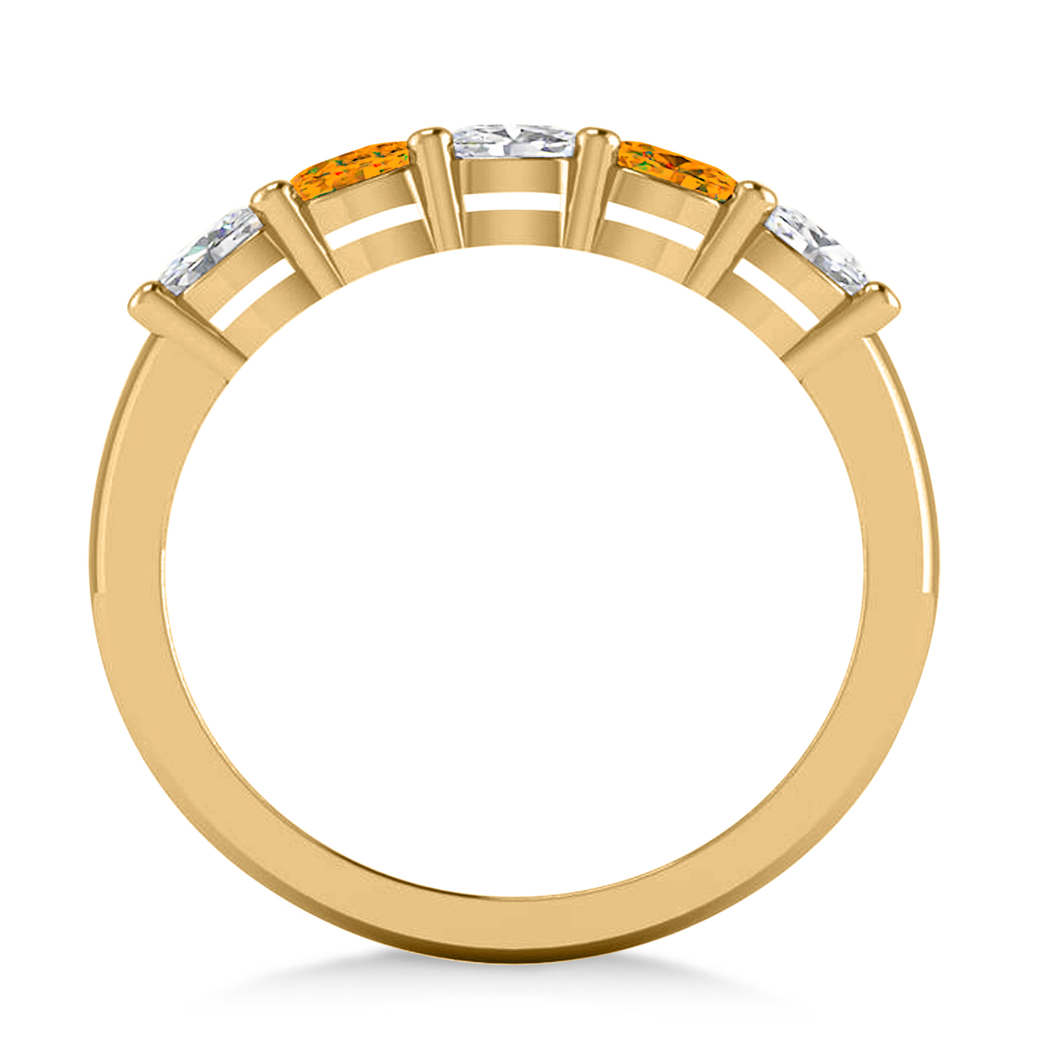 Oval Diamond & Citrine Five Stone Ring 14k Yellow Gold (1.00ct)
