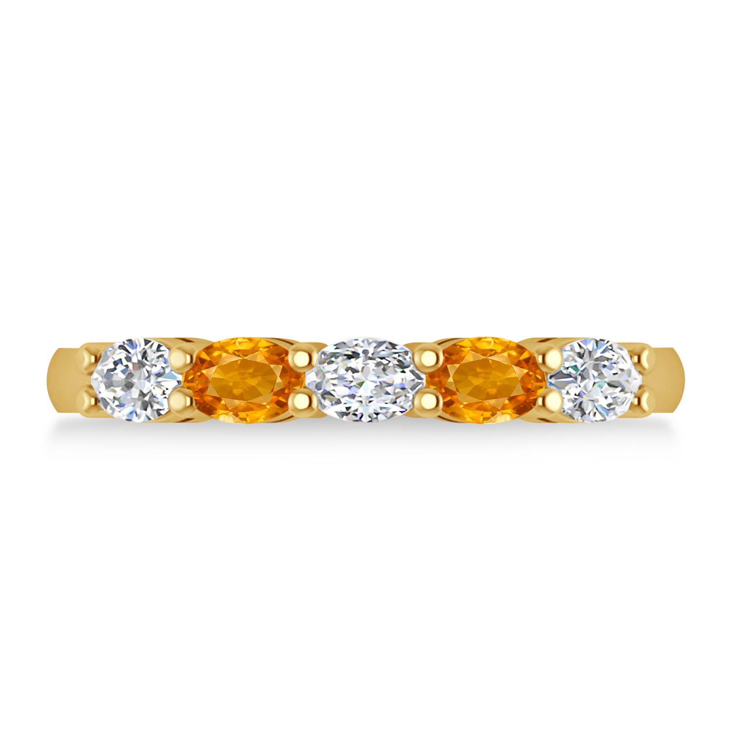 Oval Diamond & Citrine Five Stone Ring 14k Yellow Gold (1.00ct)