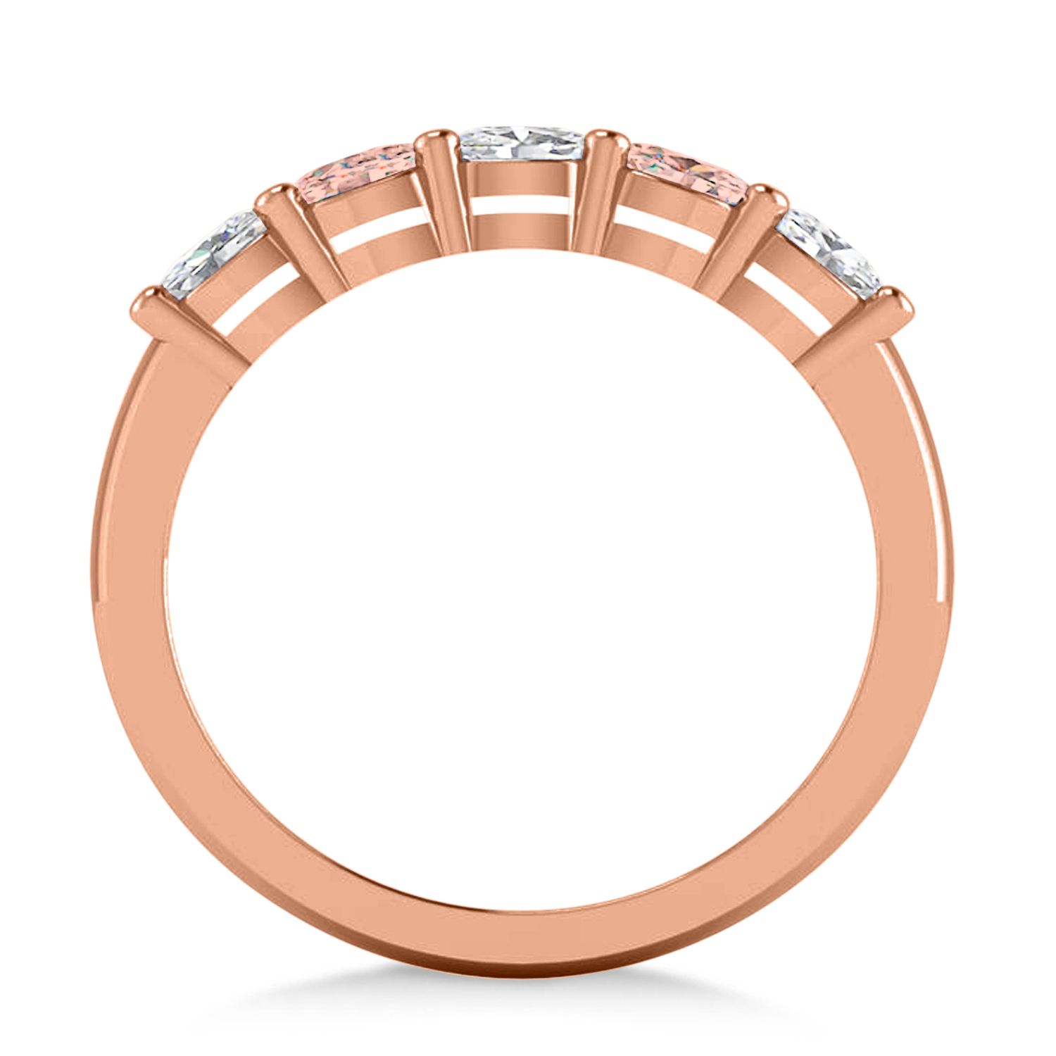 Oval Diamond & Morganite Five Stone Ring 14k Rose Gold (1.00ct)