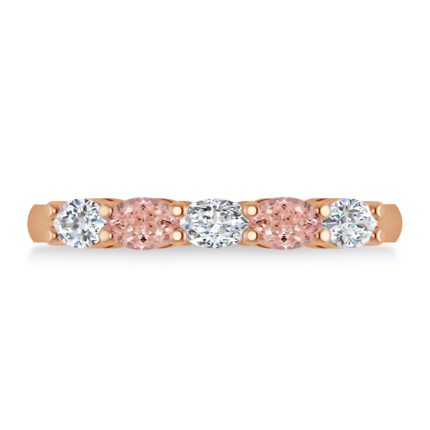Oval Diamond & Morganite Five Stone Ring 14k Rose Gold (1.00ct)