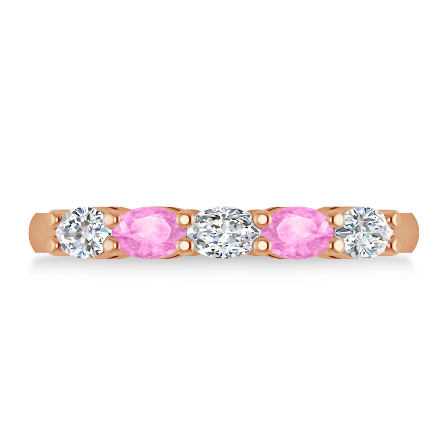 Oval Diamond & Pink Sapphire Five Stone Ring 14k Rose Gold (1.00ct)