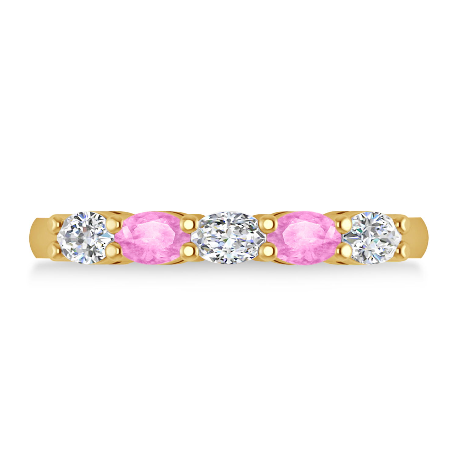 Oval Diamond & Pink Sapphire Five Stone Ring 14k Yellow Gold (1.00ct)