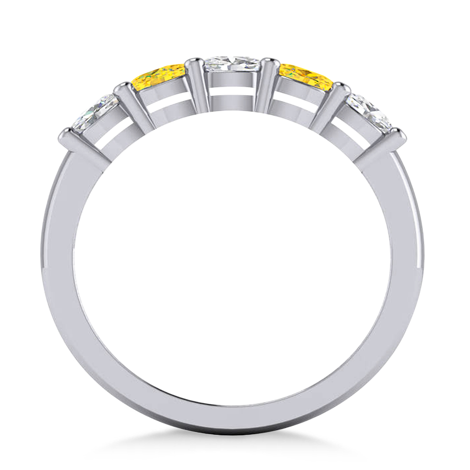 Oval Diamond & Yellow Sapphire Five Stone Ring 14k White Gold (1.00ct)
